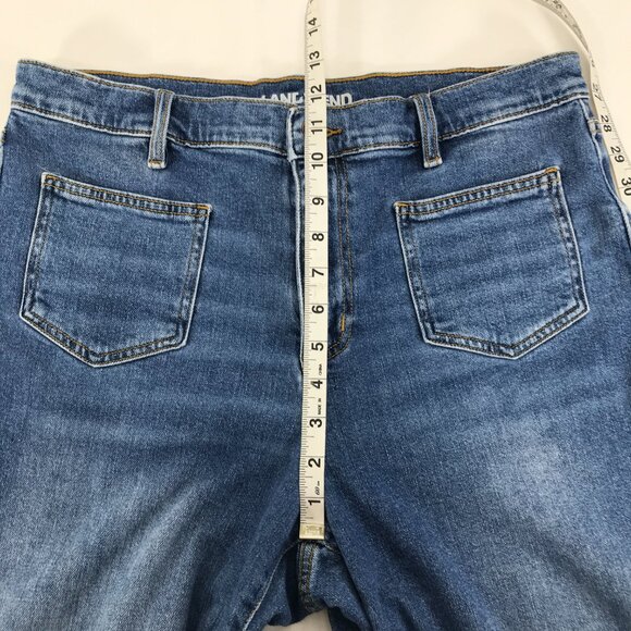 Lands' End Soft Denim High Rise Wide Leg Patch Pocket Crop Jeans Plus Size 14 - Picture 6 of 11